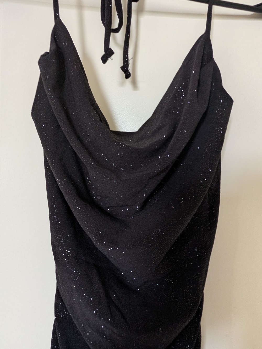 Windsor Black Sparkle Cowl Neck Sweater Dress